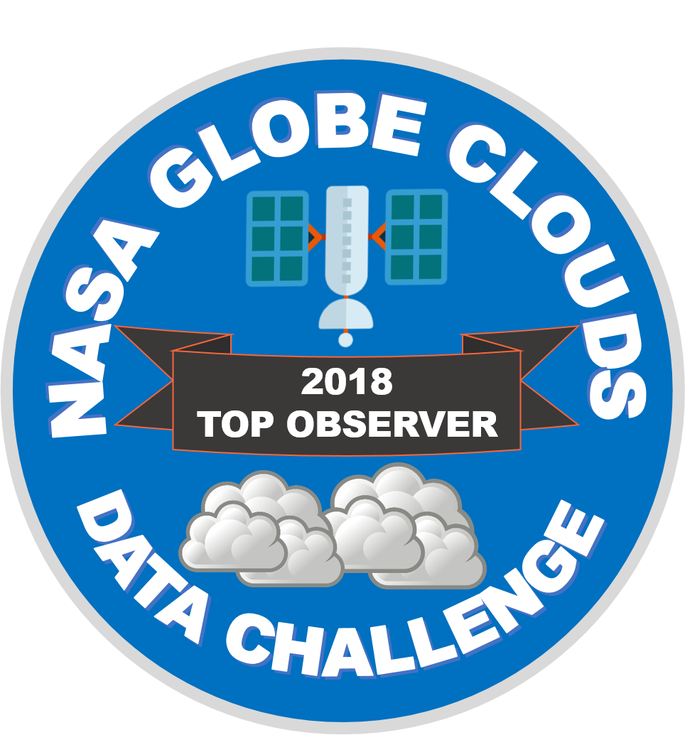NASA GLOBE Cloud Data Challenge – najlepszy obserwator 2018 r.