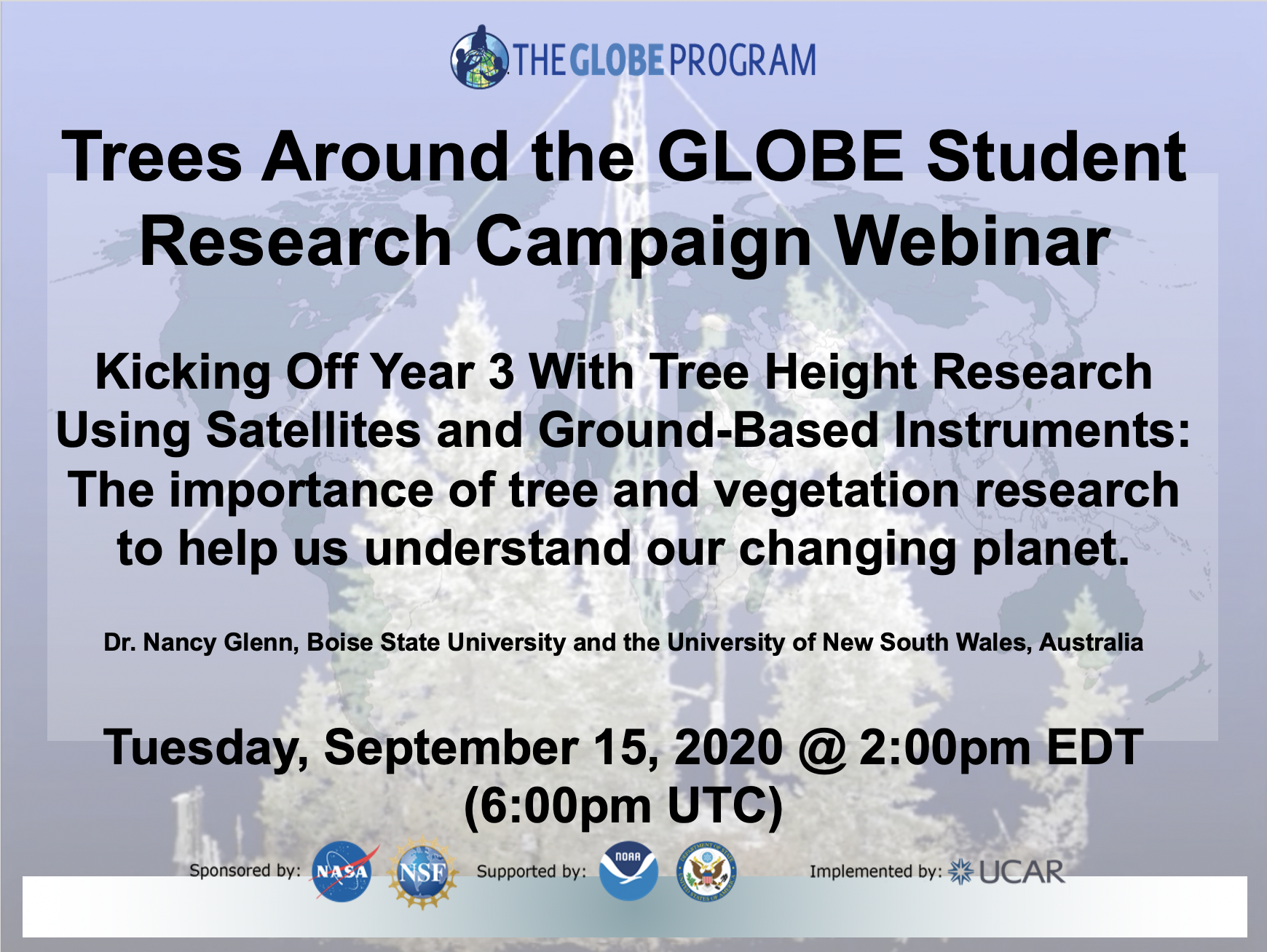 Trees Around the GLOBE Student Research Campaign Webinar Shareable