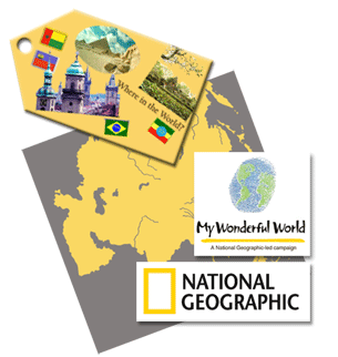 National geographic tag and map graphic.
